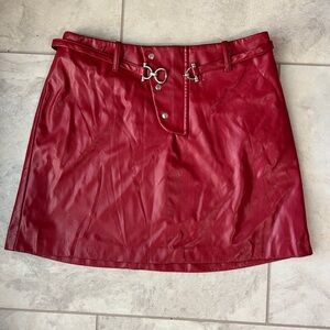 Saunders Collective Red Faux Leather Skirt